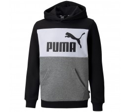 Bluza dla dzieci Puma ESS Block Hoodie FL B czarno-szaro-biała 849081 01