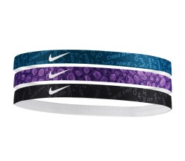 Opaski na włosy Nike Headbands 3 szt. czarna, fioletowa, niebieska N0002560428OS
