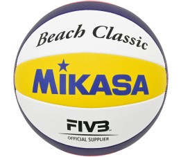 Piłka siatkowa plażowa Mikasa Beach Classic biało-żółto-niebieska BV551C-WYBR
