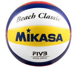 Piłka siatkowa plażowa Mikasa Beach Classic biało-żółto-niebieska BV552C-WYBR
