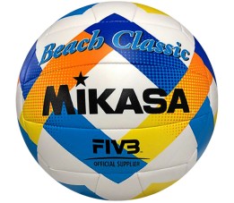 Piłka siatkowa plażowa Mikasa Beach Classic biało-niebiesko-żółta BV543C-VXA-Y