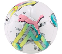 Piłka nożna Puma Orbita 4 HYB FIFA Basic biało-zielono-różowa 83781 01