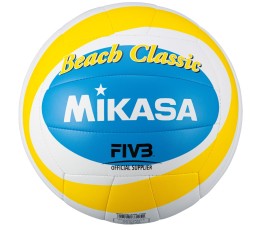 Piłka siatkowa plażowa Mikasa Beach Classic biało-żółto-niebieska BV543C-VXB-YSB