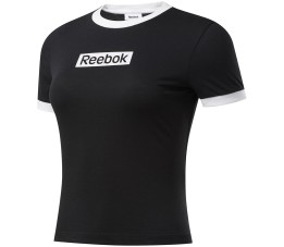 Koszulka damska Reebok Training Essentials Linear Logo Tee czarno-biała FK6681