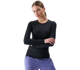 Koszulka damska 4F Longsleeve FNK F324 głęboka czerń 4FRSS25TFLOF324 20S