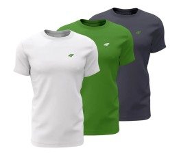 Koszulka męska 4F M1895 3pak granatowa, zielona, biała 4FWSS24TTSHM1895 90S