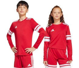 Koszulka dla dzieci adidas Squadra 25 Long Sleeve Jersey czerwono-biała JJ0041
