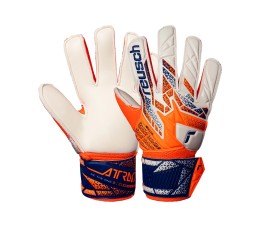 Rękawice bramkarskie Reusch Attrakt Solid Junior biało-pomarańczowo-niebieskie 5572516 2500