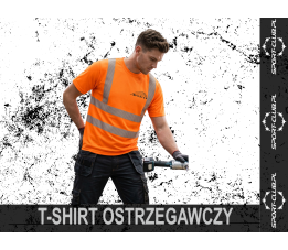 T-SHIRT OSTRZEGAWCZY ORANGE FLUOR - Nadruk gratis