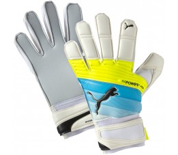 Rękawice bramkarskie Puma Evo Power Grip 2.3 Aqua biało-niebiesko-żółte 041225 01